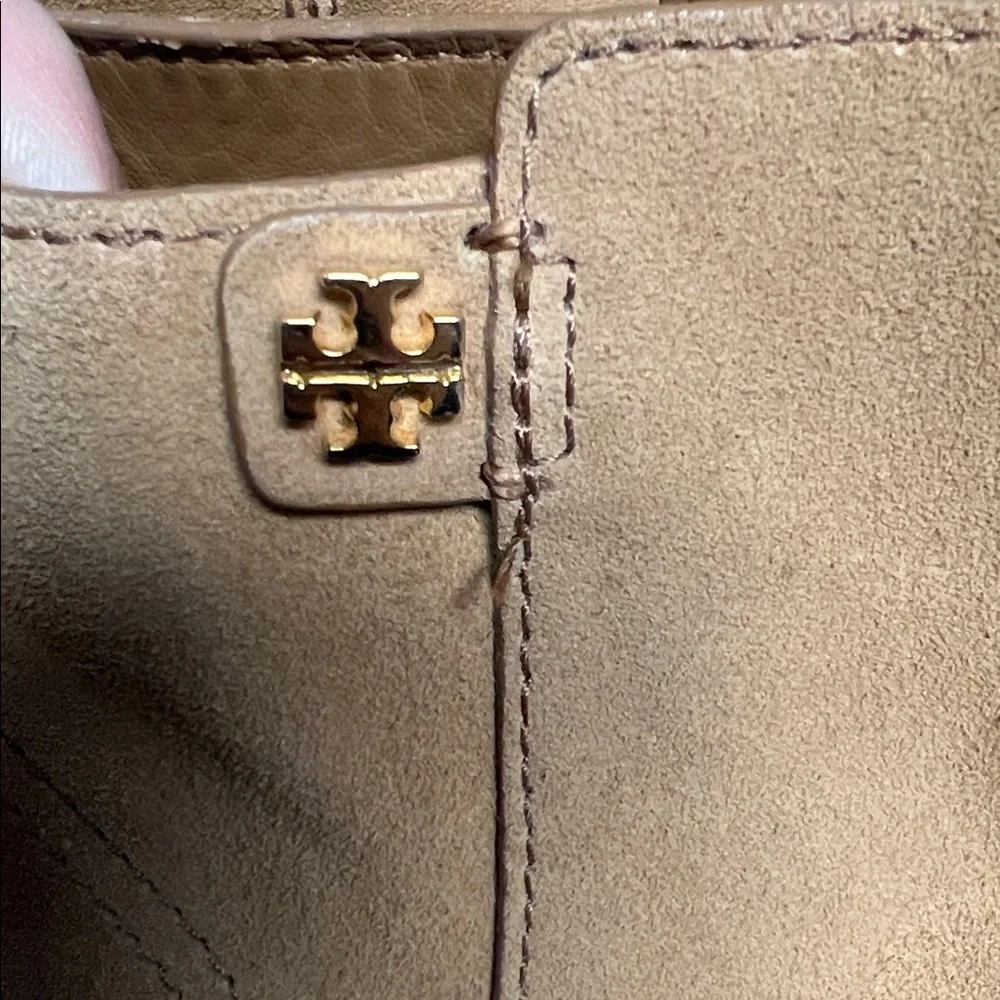 Tory Burch Women’s SabeCamel Suede Heeled Boots 9.0